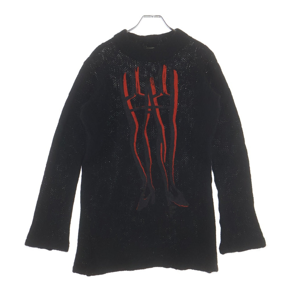 COMME des GARCONS(コムデギャルソン) フロントプリント モヘアニット セーター ブラック GT-040520 AD2000