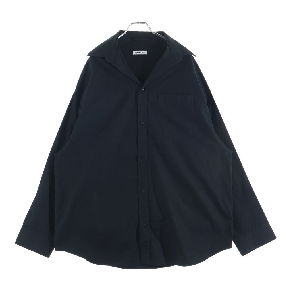 BALENCIAGA(バレンシアガ) 22AW Lifted Collar Shirt オープンカラー 長袖シャツ ブラック 704462