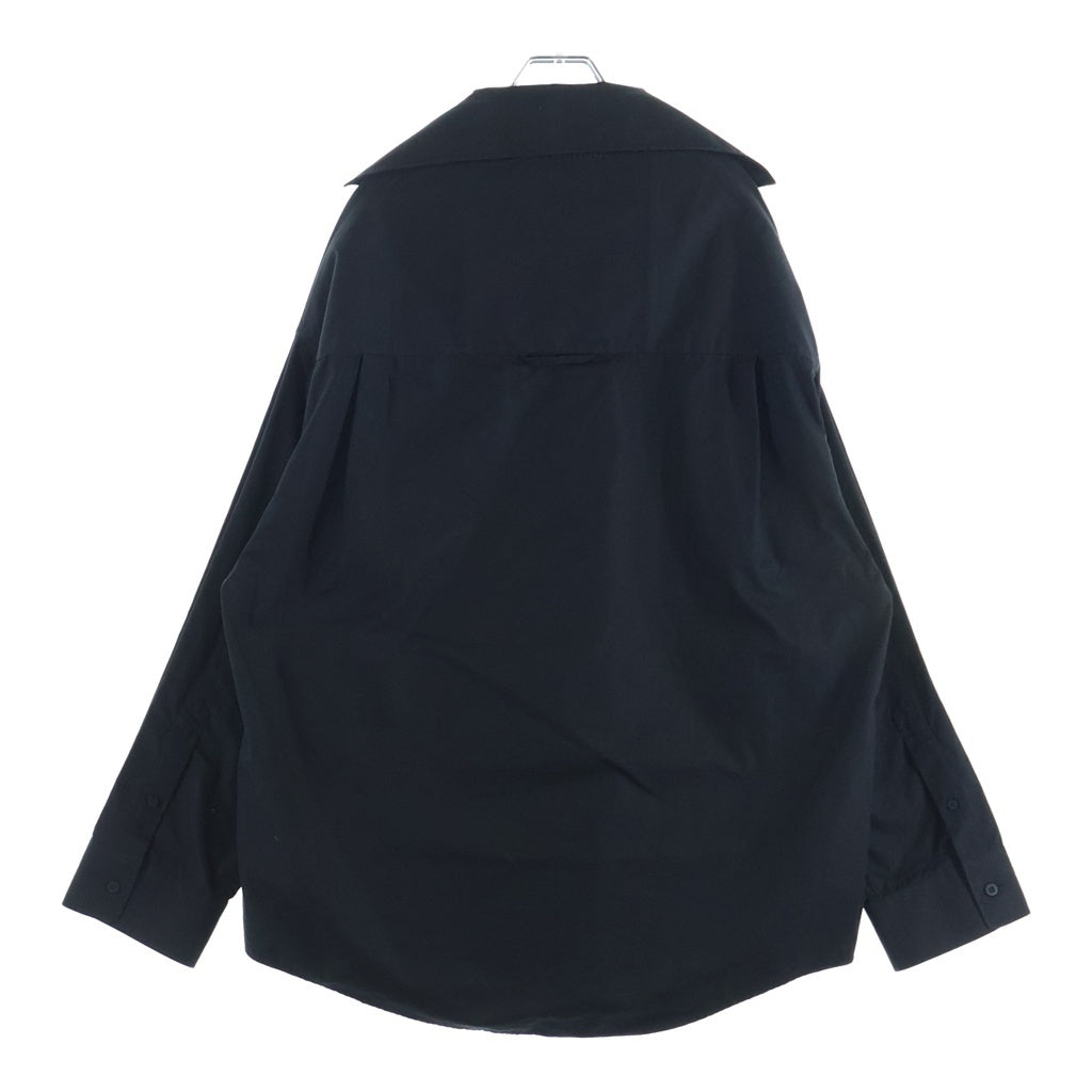 BALENCIAGA(バレンシアガ) 22AW Lifted Collar Shirt オープンカラー 長袖シャツ ブラック 704462