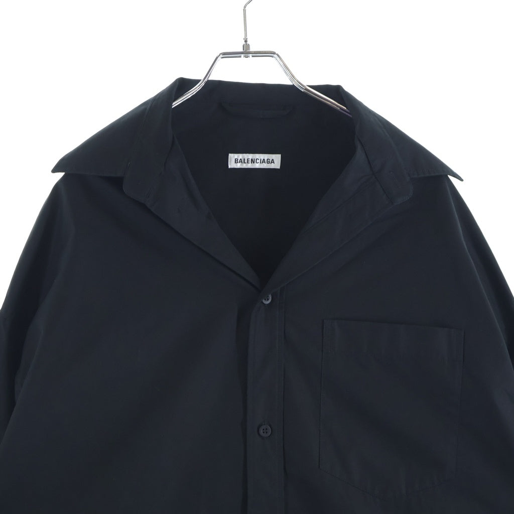 BALENCIAGA(バレンシアガ) 22AW Lifted Collar Shirt オープンカラー 長袖シャツ ブラック 704462