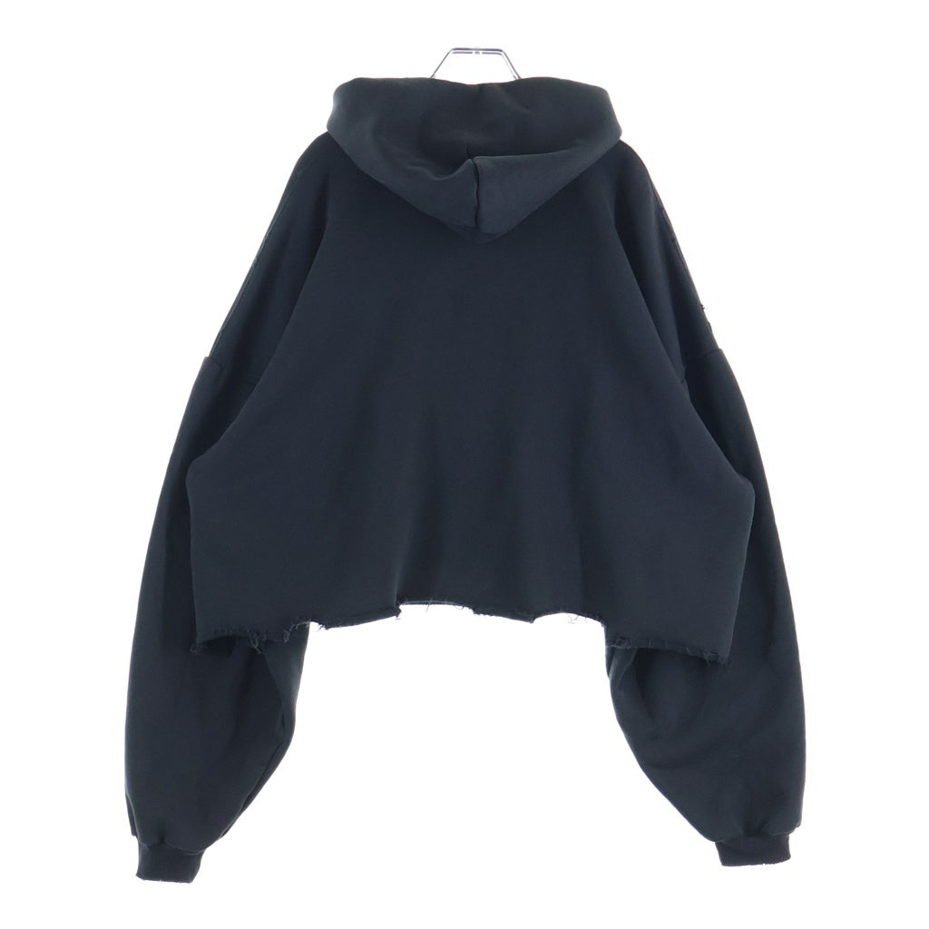BALENCIAGA(バレンシアガ) 24SS UNITY SPORTS ICON ダメージ クロップド スウェットプルオーバー パーカー ブラック 783397