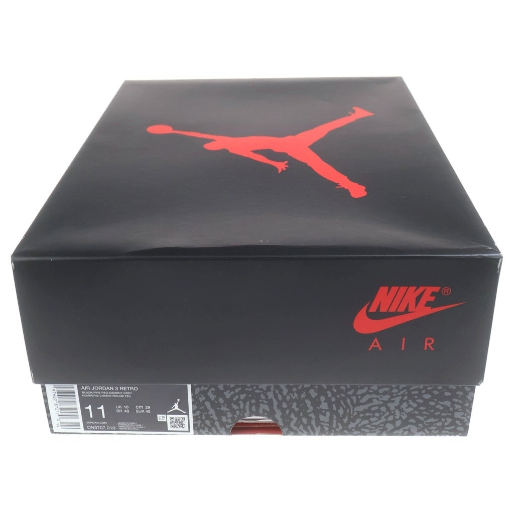 NIKE(ナイキ) AIR JORDAN3 RETRO BLACK CEMENT DN3707-010 エアジョーダン3 レトロ ブラックセメント ハイカットスニーカー ブラック/グレー US11/29cm