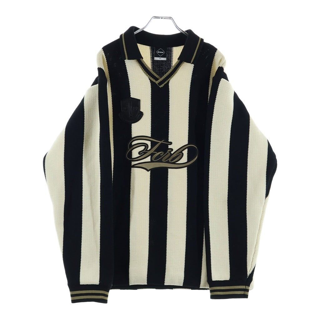 F.C.R.B./F.C.Real Bristol/FCRB(エフシーアールビー/エフシーレアルブリストル) 25AW STRIPE KNIT SHIRT ストライプ ニットシャツ ブラック/ベージュ FCRB-252086
