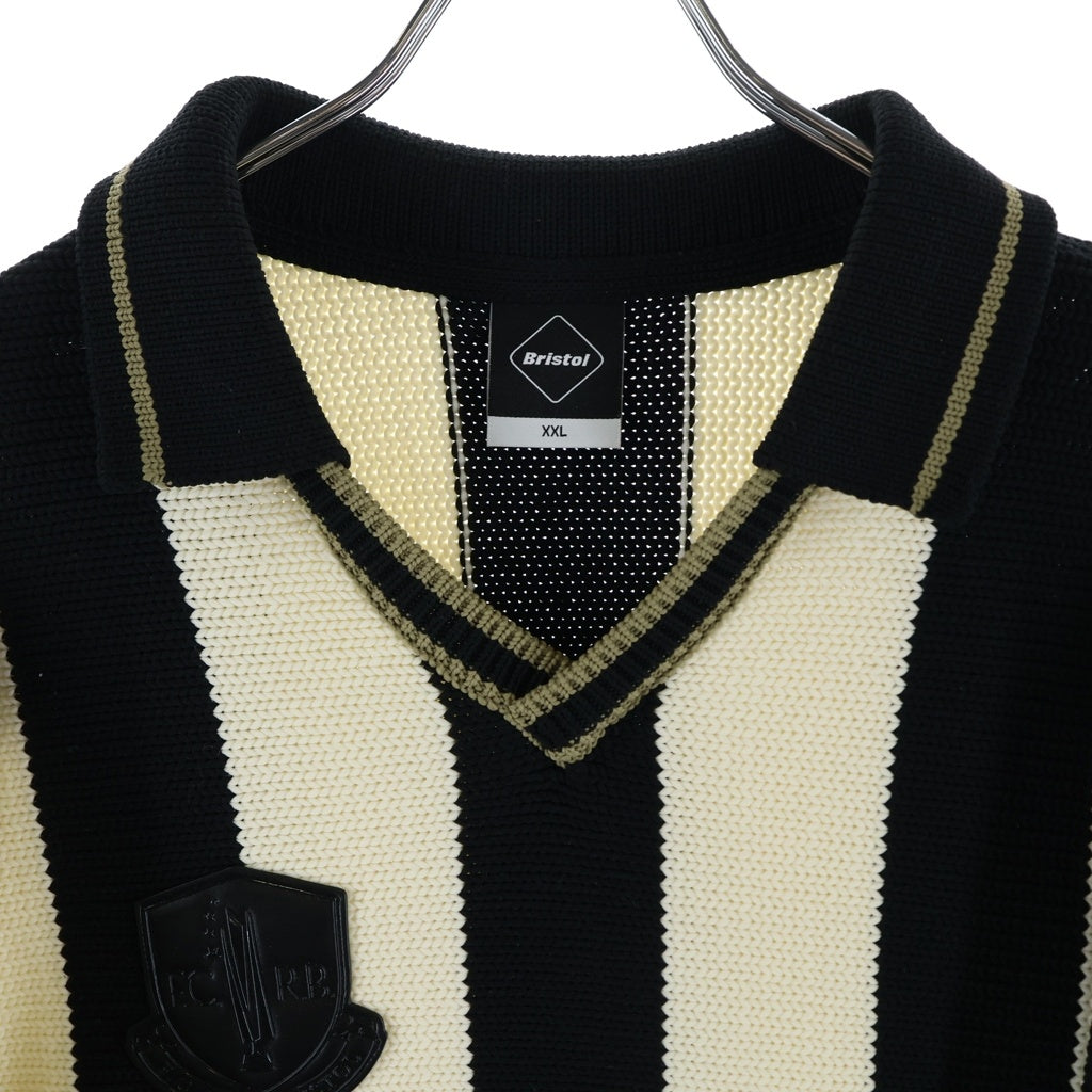 F.C.R.B./F.C.Real Bristol/FCRB(エフシーアールビー/エフシーレアルブリストル) 25AW STRIPE KNIT SHIRT ストライプ ニットシャツ ブラック/ベージュ FCRB-252086