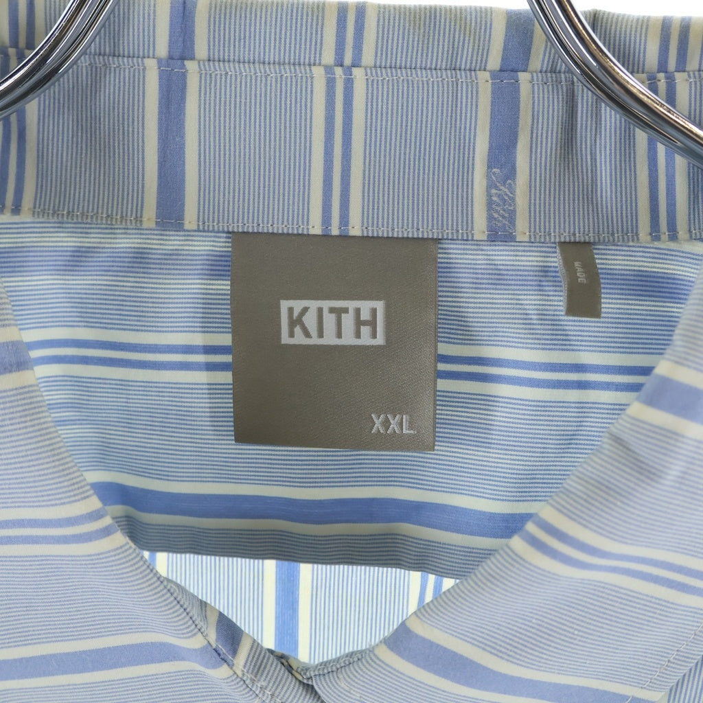 KITH(キス) ロゴストライプ コットン 長袖シャツ ライトブルー