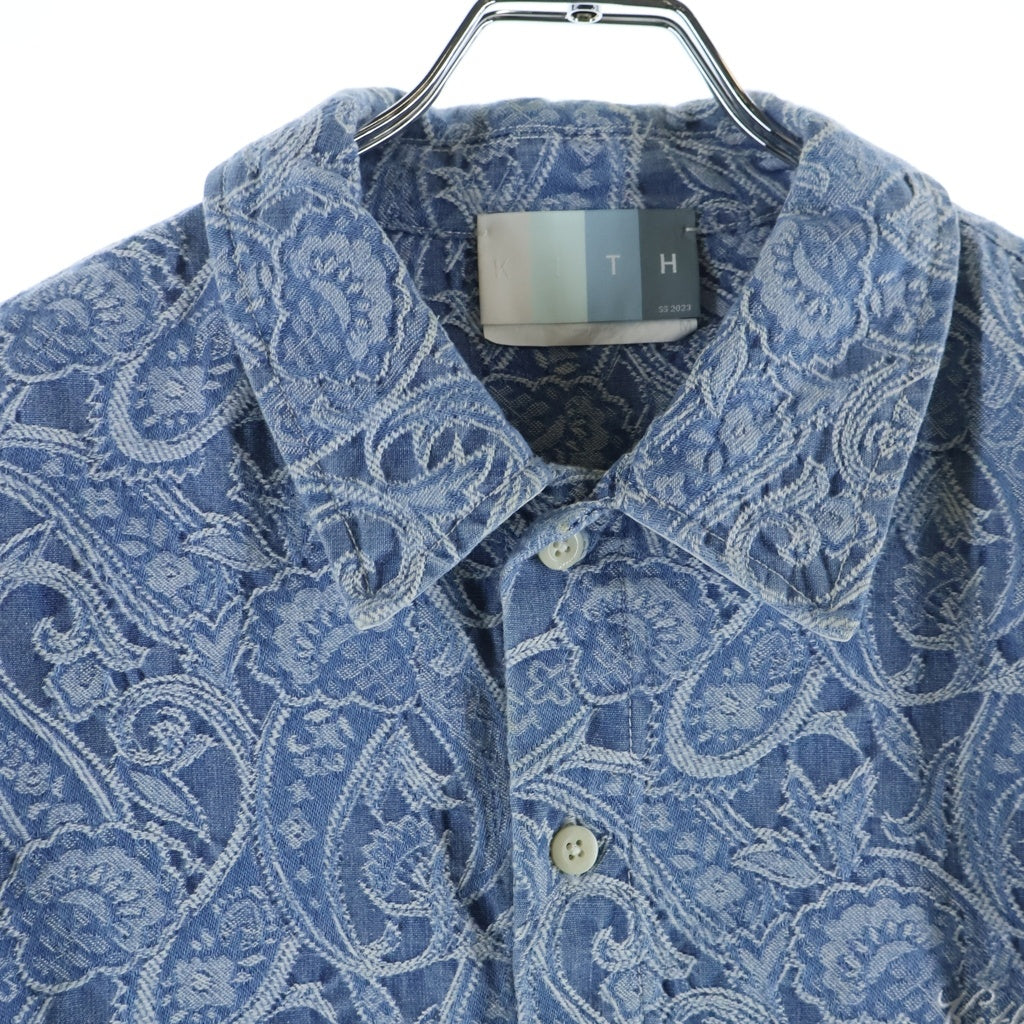 KITH(キス) 23SS ペイズリージャガード コットン長袖シャツ ブルー KHM030431