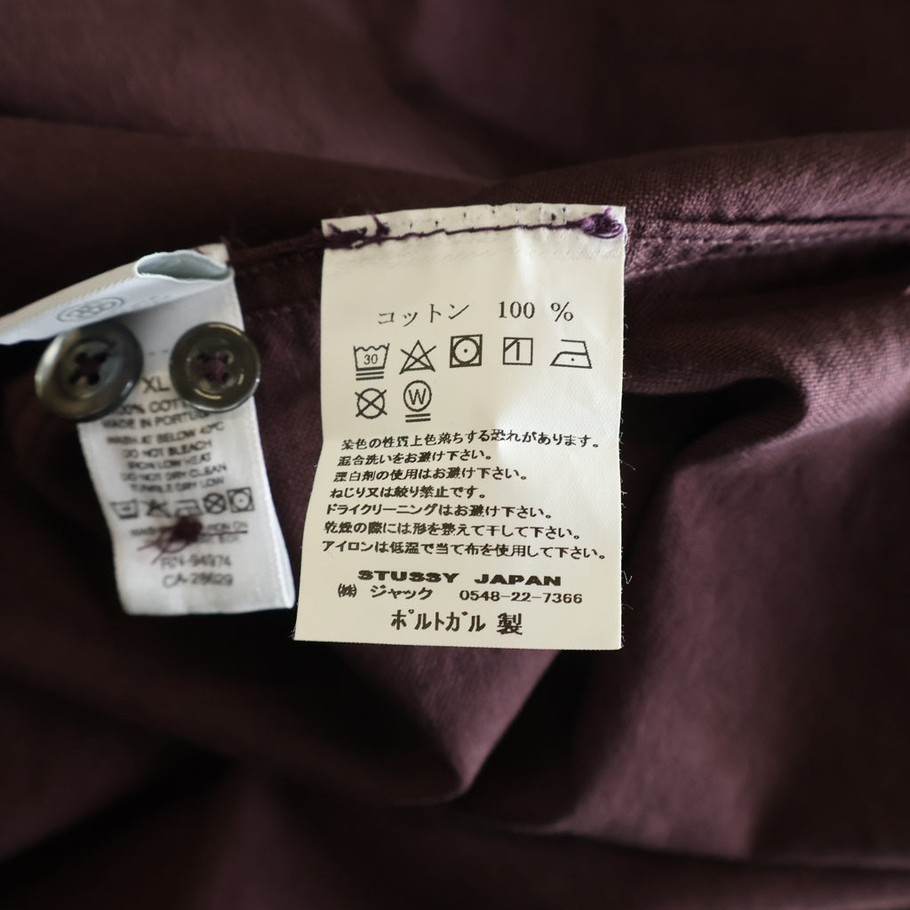 STUSSY(ステューシー) 比翼ボタン コットン ペイズリー長袖シャツ ボルドー 311045