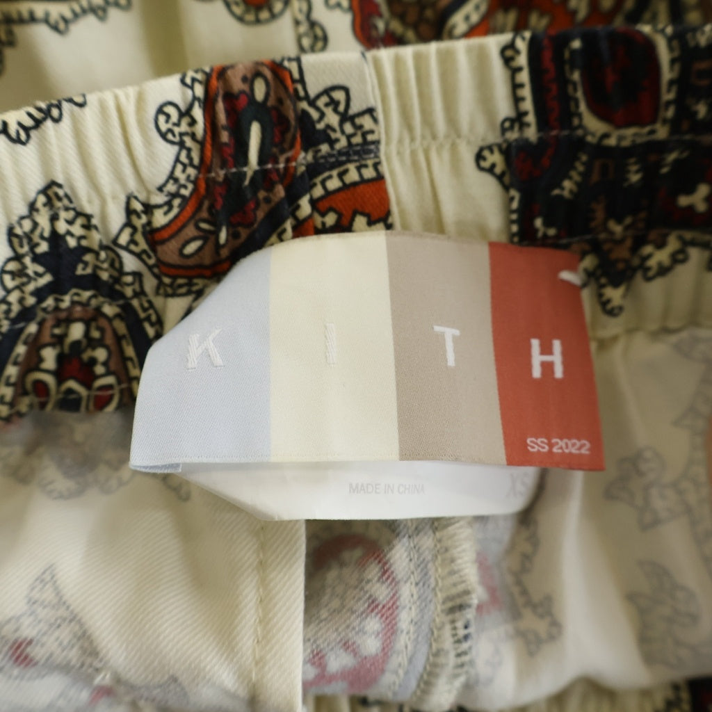 KITH(キス) 22SS Printed Active Short Silk ペイズリープリント アクティブ ショーツ ショート ハーフパンツ ベージュ