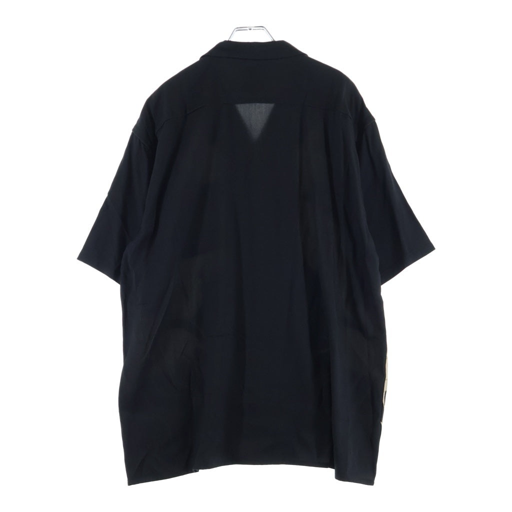 BUDSPOOL(バッズプール) ×GAKKIN ガッキン 総柄 コットンツイル オープンカラー 半袖シャツ ブラック
