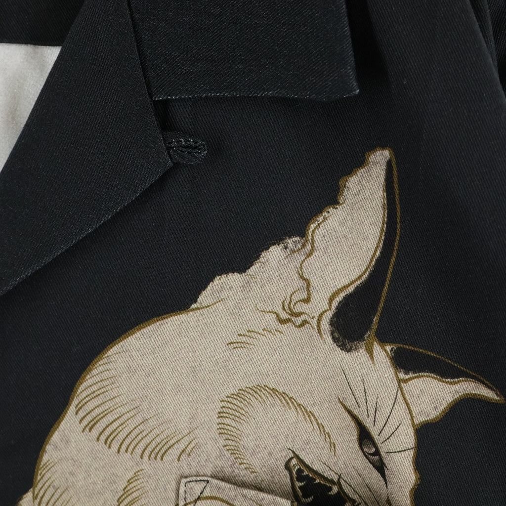 BUDSPOOL(バッズプール) ×GAKKIN ガッキン 総柄 コットンツイル オープンカラー 半袖シャツ ブラック