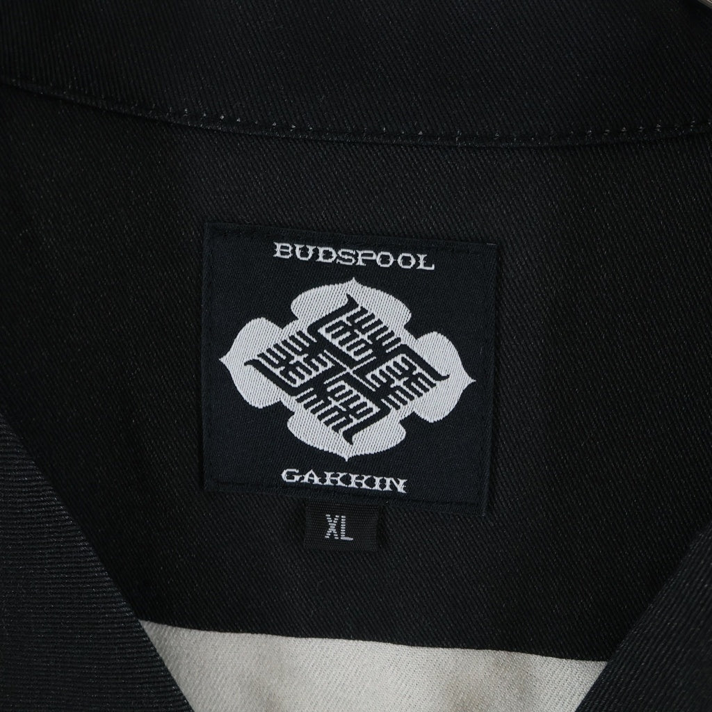 BUDSPOOL(バッズプール) ×GAKKIN ガッキン 総柄 コットンツイル オープンカラー 半袖シャツ ブラック