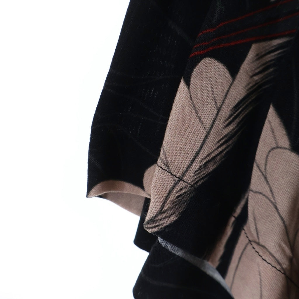 BUDSPOOL(バッズプール) ×GAKKIN ガッキン 総柄 レーヨン オープンカラー 半袖シャツ ブラック
