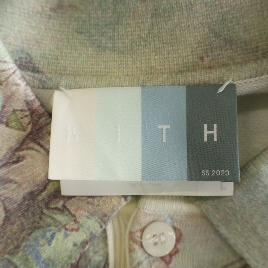 KITH(キス) 23SS エンジェルプリントポロ長袖カットソー アイボリー KHM030918