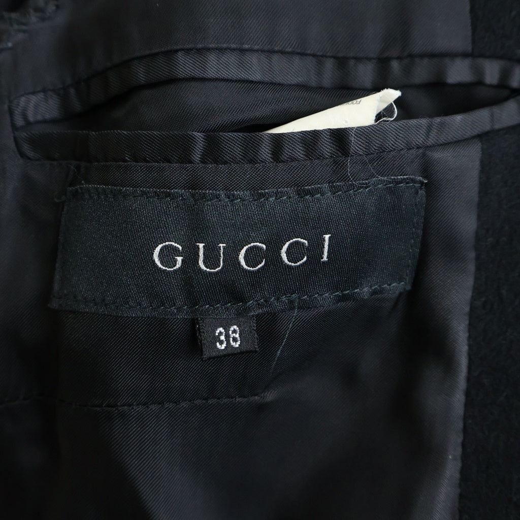 GUCCI(グッチ) 99AW トムフォード期 カシミヤブレンド 比翼ボタン ロングコート ブラック 211-0380-1813 レディース