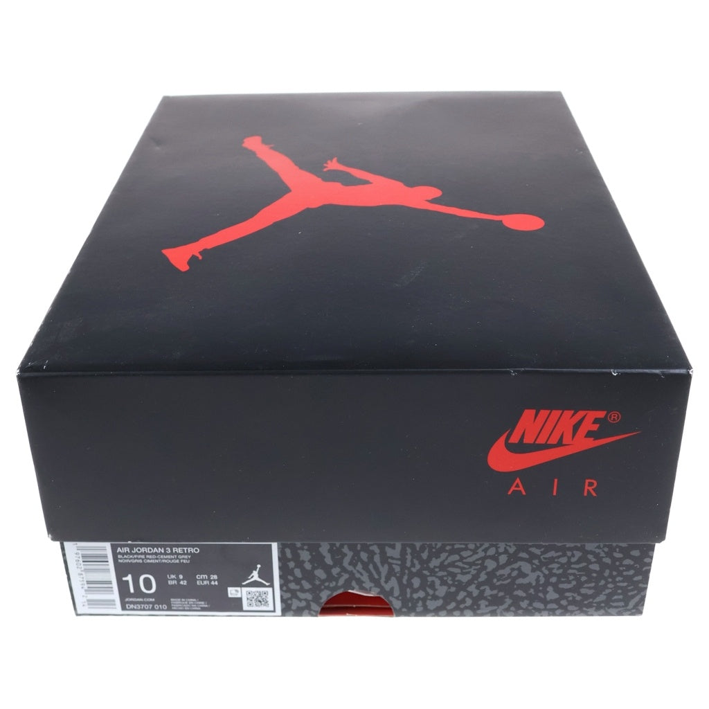 NIKE(ナイキ) AIR JORDAN 3 RETRODN 3707-010 エア ジョーダン 3 レトロ ハイカットスニーカー ブラック/グレー US10/28cm