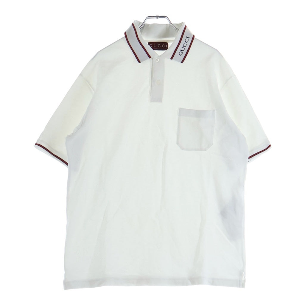 GUCCI(グッチ) Collar Logo S/S Polo カラーロゴ 半袖ポロシャツ ホワイト/レッド 784422 XJGJW