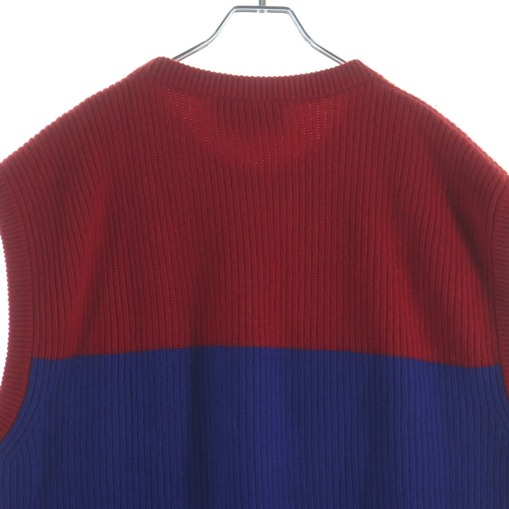 GUCCI(グッチ) ×adidas Logo Knit Vest アディダス ロゴニット ベスト レッド/ブルー 700449 XKCH7