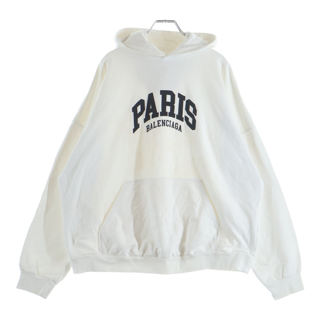 BALENCIAGA(バレンシアガ) PARIS アーチ刺繍ロゴ プルオーバースウェットパーカー ホワイト 675003 TLVL8