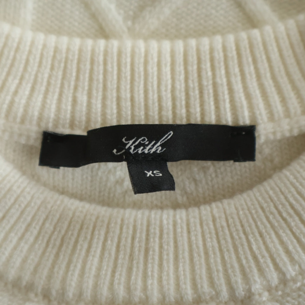 KITH(キス) 24AW Woven Mulberry Cable Knit ウーブン ケーブルニットセーター ホワイト レディース