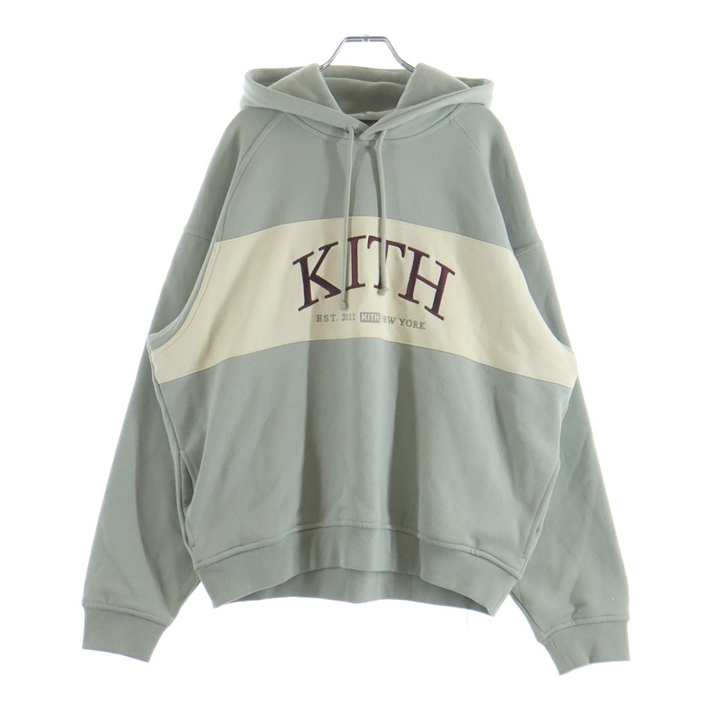 KITH(キス) EST.2011 NEWYORK ロゴ刺繍 プルオーバースウェットパーカー グレー/アイボリー レディース