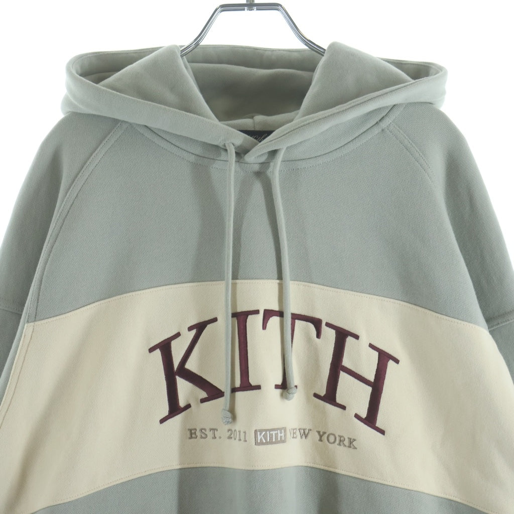 KITH(キス) EST.2011 NEWYORK ロゴ刺繍 プルオーバースウェットパーカー グレー/アイボリー レディース