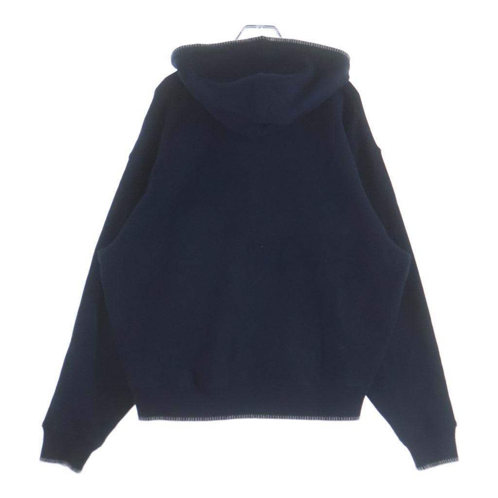 KITH(キス) Panelled Nelson Hoodie パイル地 コットン 切り替え プルオーバースウェットパーカー ネイビー レディース