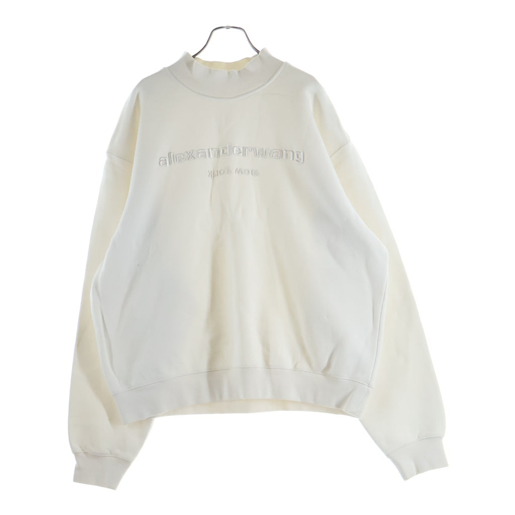 ALEXANDER WANG(アレキサンダーワン) ロゴ刺繍 モックネック スウェットトレーナー ホワイト