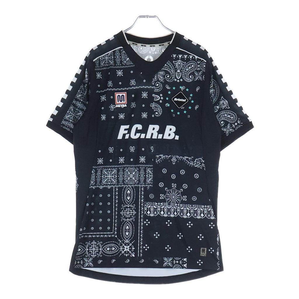 F.C.R.B./F.C.Real Bristol/FCRB(エフシーアールビー/エフシーレアルブリストル) 21AW ×MEYBA メイバ ペイズリー 総柄 ロゴパッチ付き クルーネック 半袖 ゲームシャツ ブラック MF1S21AW