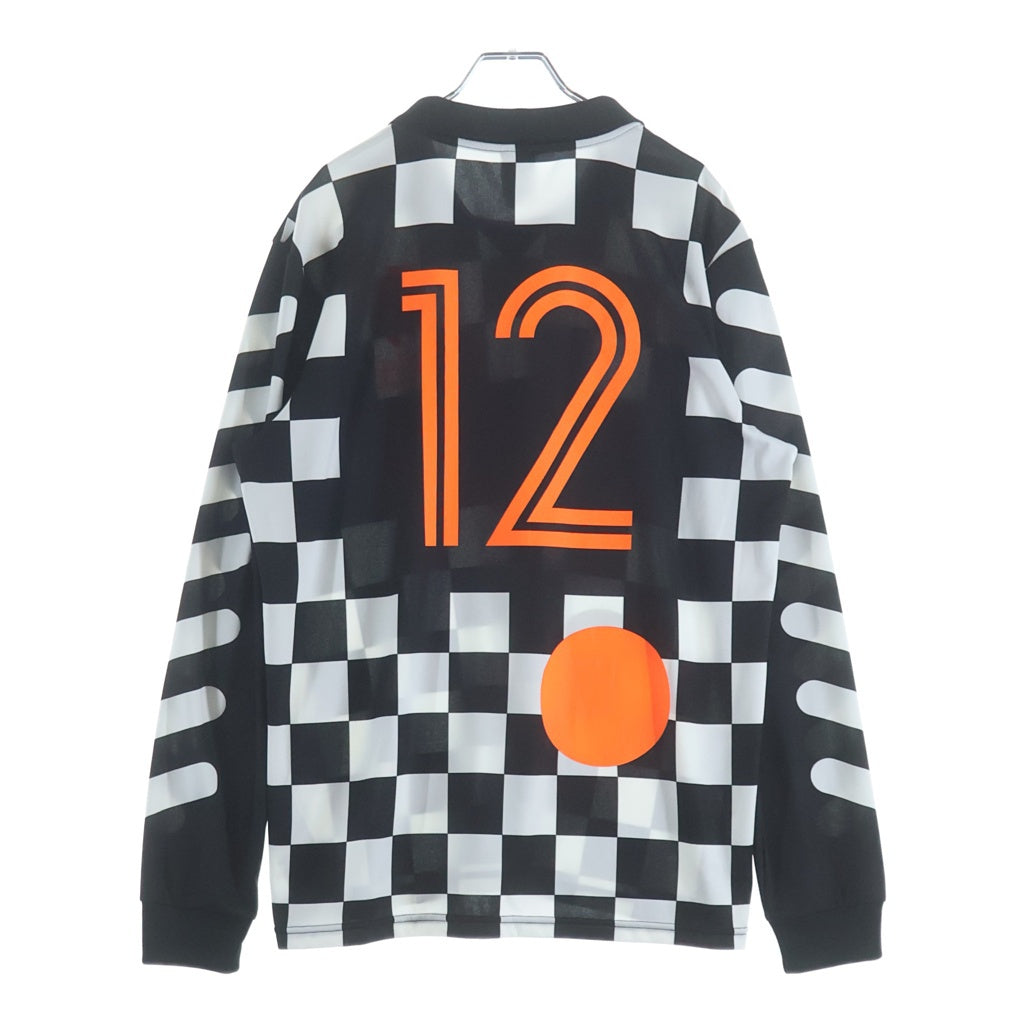 NIKE(ナイキ) ×OFF-WHITE FOOTBALL AWAY JERSEY オフホワイト チェック総柄 フロントロゴデザイン 長袖 ユニフォームシャツ ブラック/ホワイト