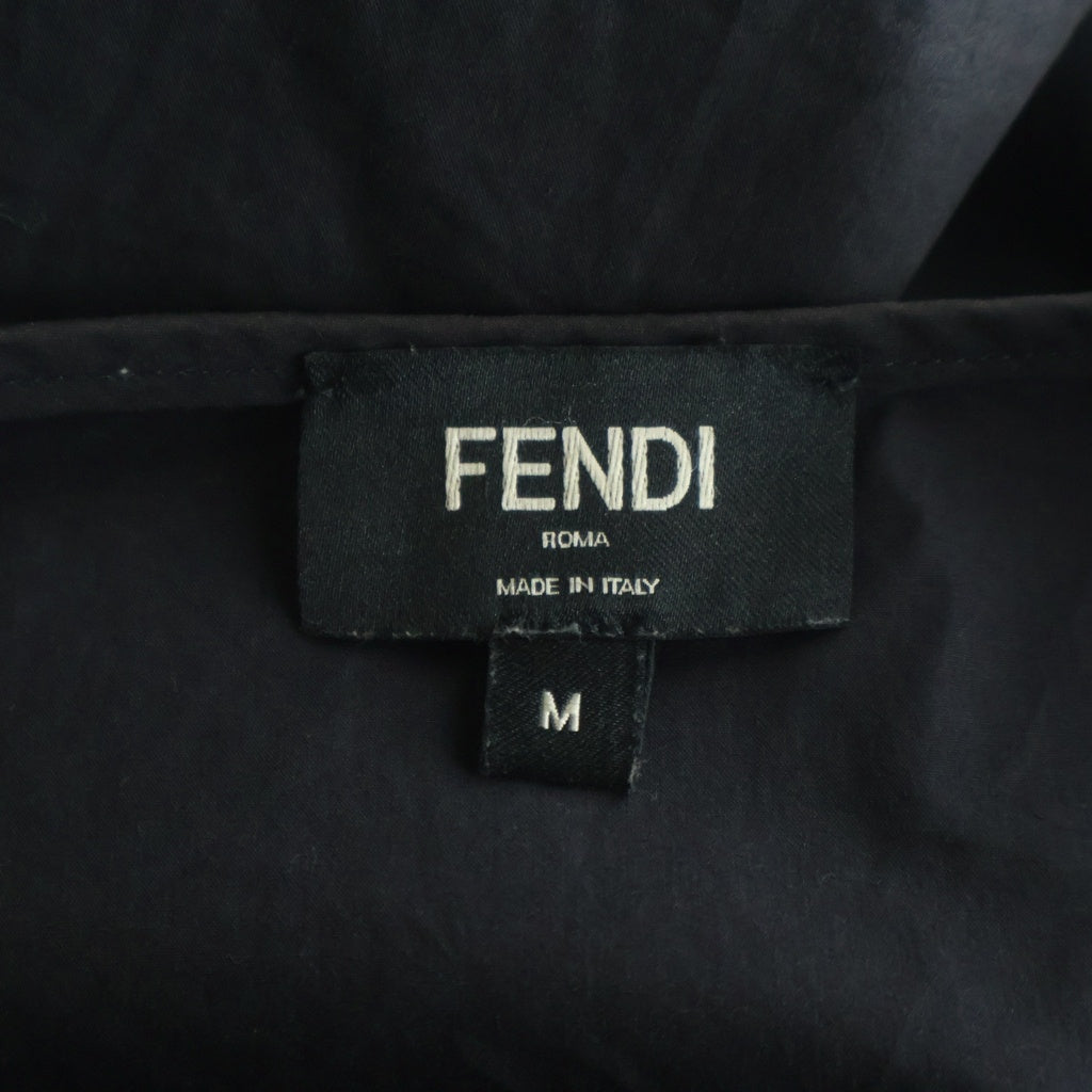 FENDI(フェンディ) FFロゴ ポケットデザイン ショルダージップ クルーネック 半袖Tシャツ カットソー ブラック FS0743-A2Q2