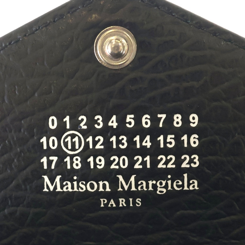 Maison Margiela(メゾンマルジェラ) 4ステッチ アコーディオン フォールド レザー コンパクトウォレット カードケース 二つ折り財布 ブラック S56UI0149 レディース