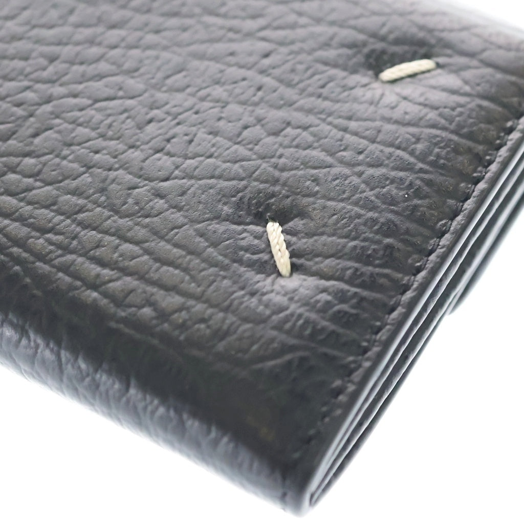 Maison Margiela(メゾンマルジェラ) 4ステッチ アコーディオン フォールド レザー コンパクトウォレット カードケース 二つ折り財布 ブラック S56UI0149 レディース
