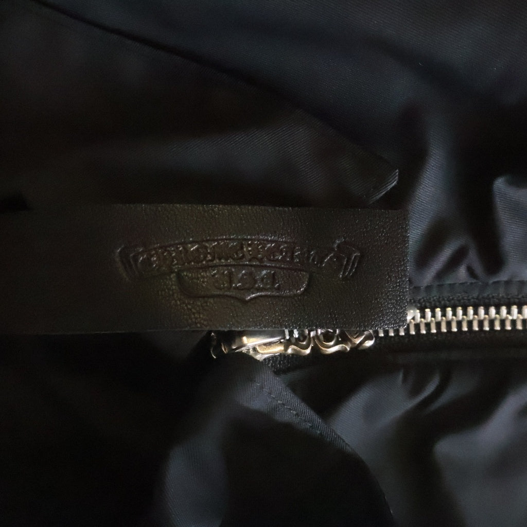 CHROME HEARTS(クロムハーツ) Y NOT ワイノット カーペンター レザーポケット クロスパッチ ナイロン ダガージップ 半袖シャツジャケット ブラック
