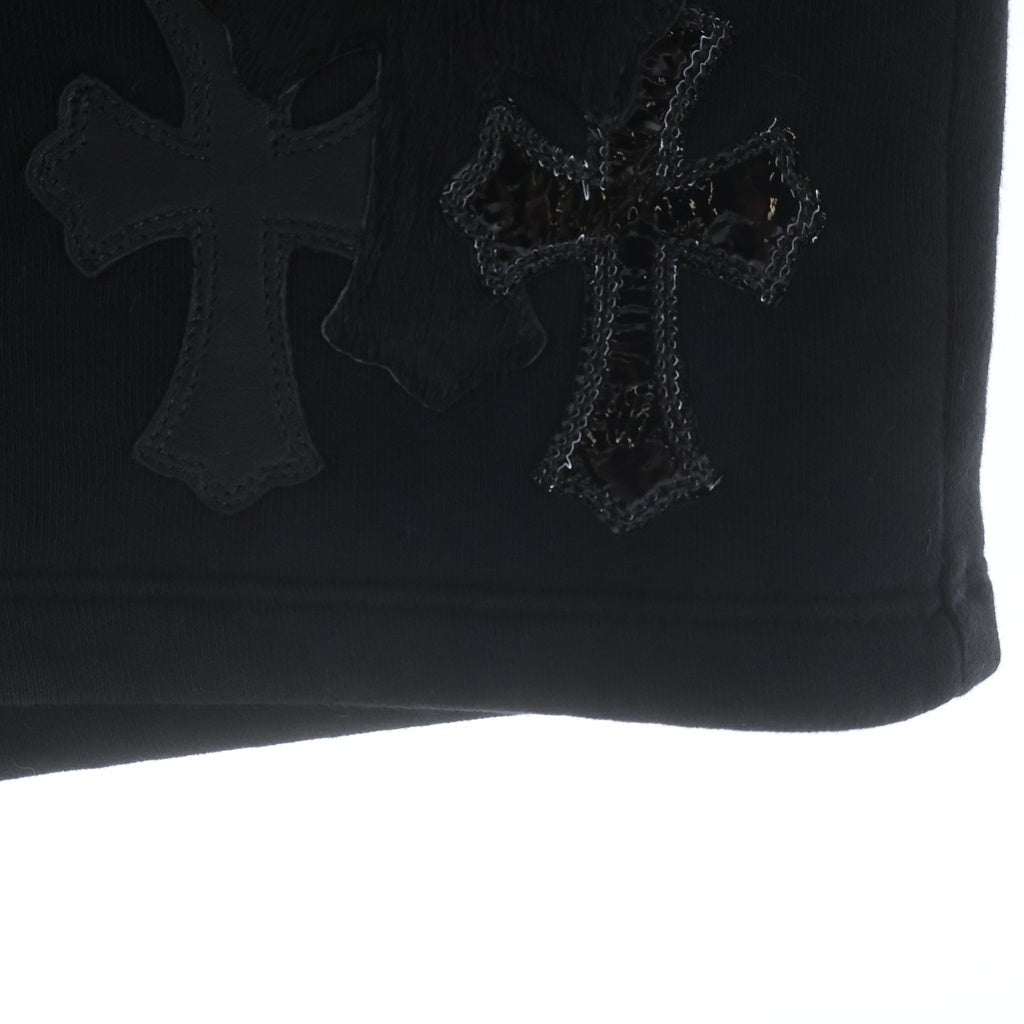 CHROME HEARTS(クロムハーツ) Y NOT SWEAT HALF PANTS ワイノット パテント ハラコレザークロスパッチ スウェット ハーフパンツ ショートパンツ ショーツ ブラック