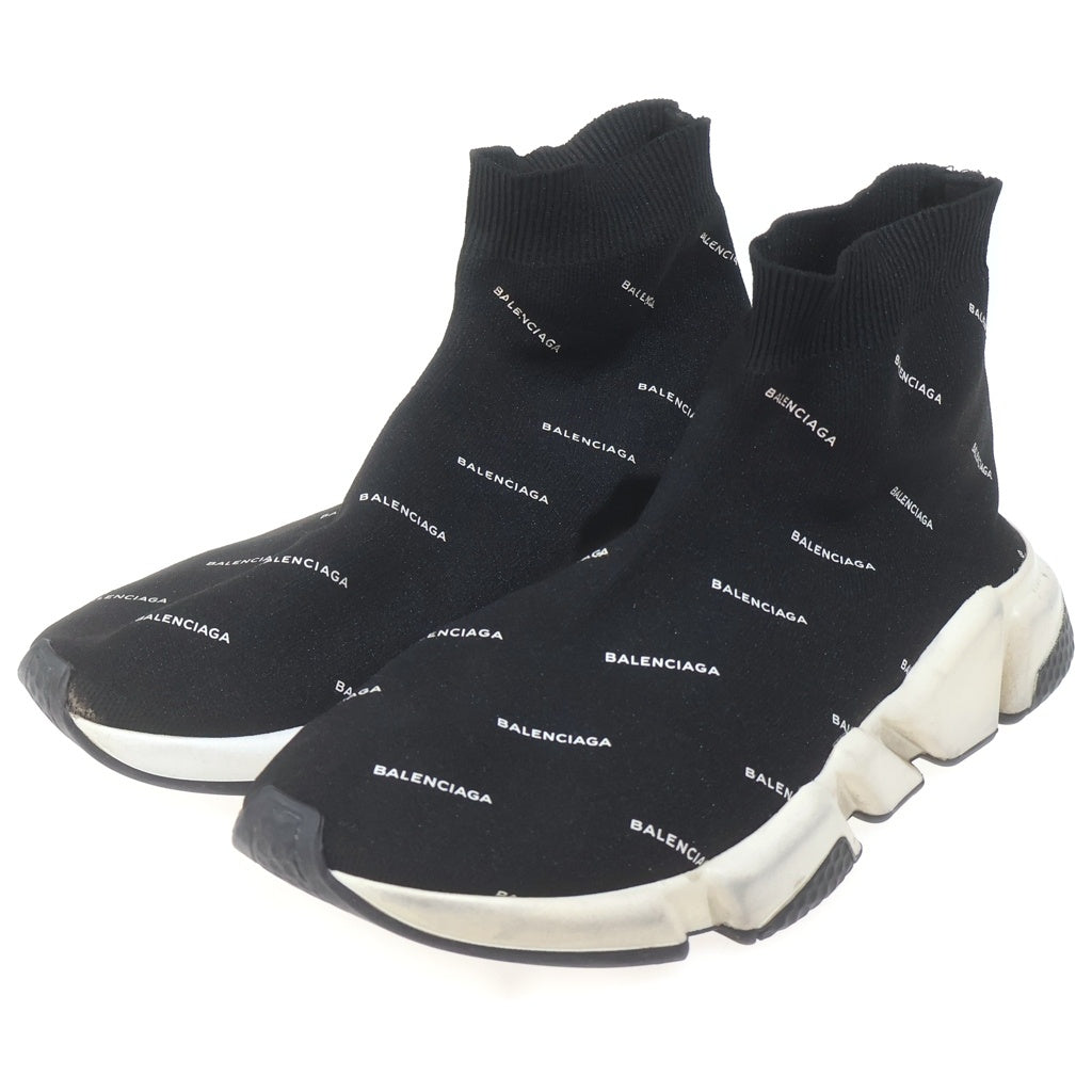 BALENCIAGA(バレンシアガ) SPEED TRAINER MID LOGO PRINT スピードトレーナー ロゴ 総柄 ハイカットスニーカー ソックススニーカー ブラック 530360