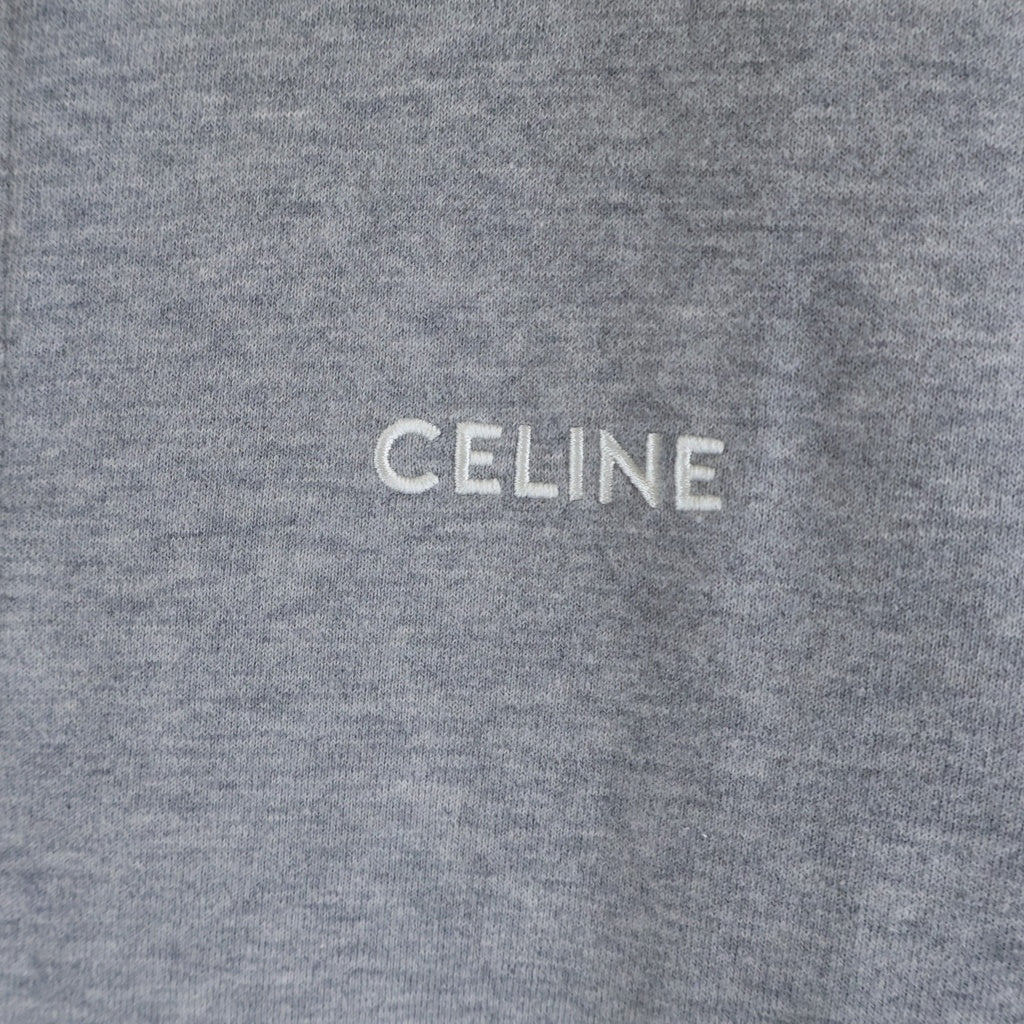 CELINE(セリーヌ) ロゴ刺繍 コットン カシミヤ レースカラー ルーズスウェットシャツ グレー 2Y60E450I.09MO