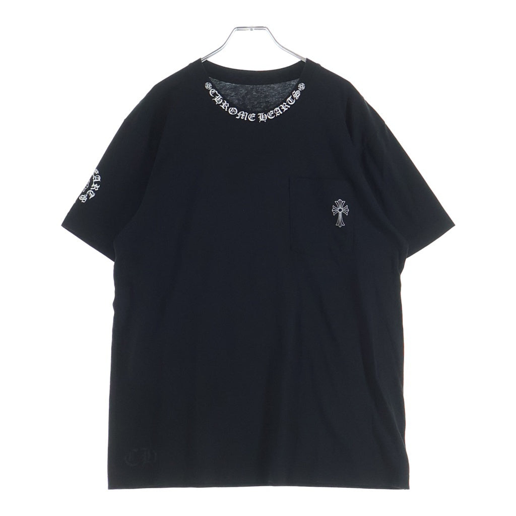 CHROME HEARTS(クロムハーツ) CH T-SHIRT ネックロゴ プリント 半袖Tシャツ カットソー ブラック