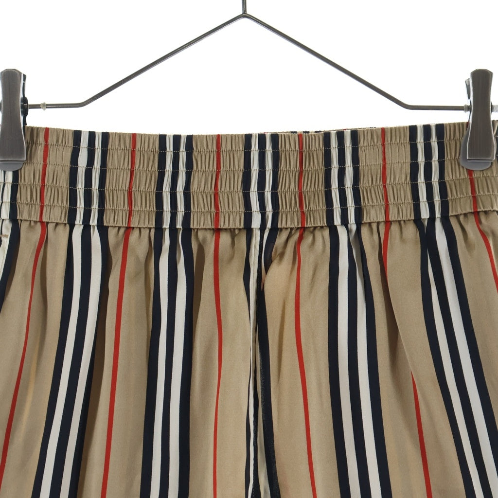 BURBERRY(バーバリー) アイコンストライプ リブウエスト シルク ショートパンツ ハーフパンツ ショーツ ブラウン レディース 8014286