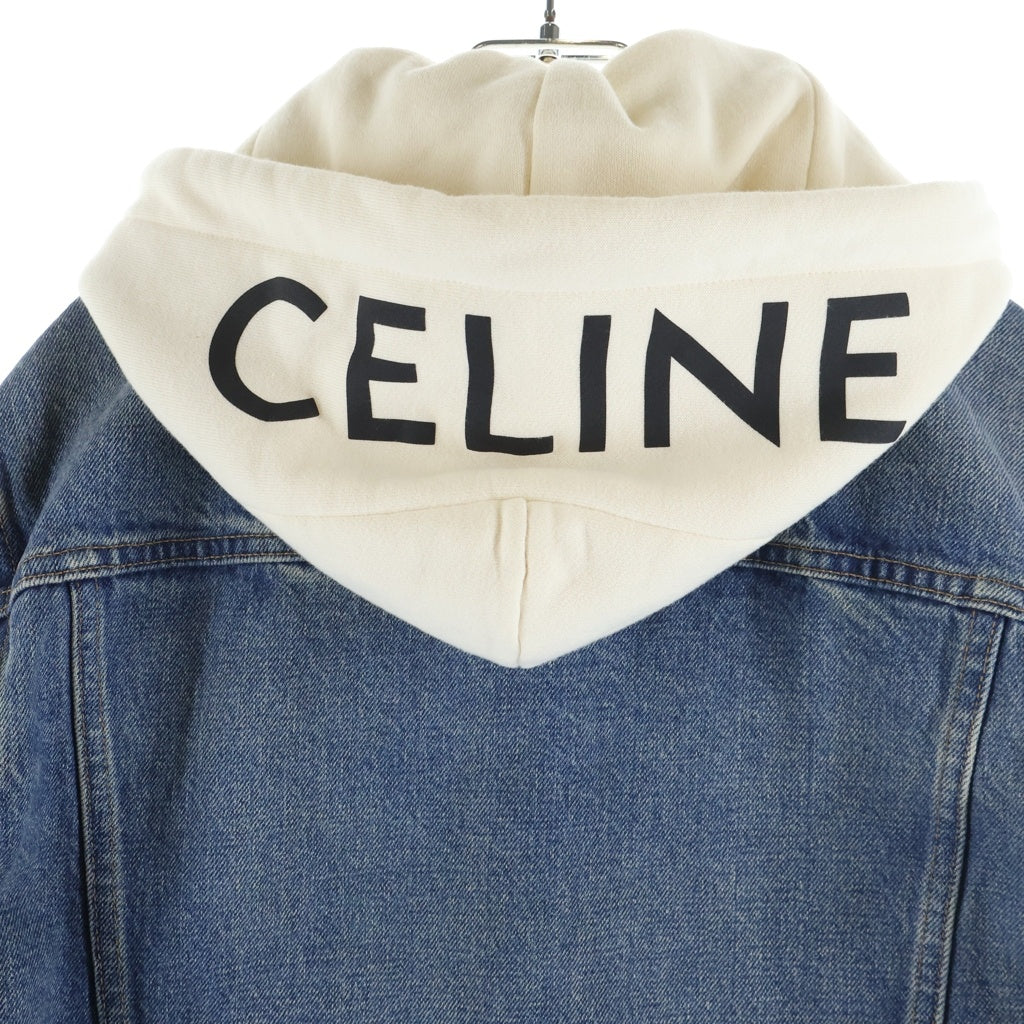 CELINE(セリーヌ) ロゴプリント フード付き デニム トラッカージャケット インディゴ レディース 2Q858930F.07UW