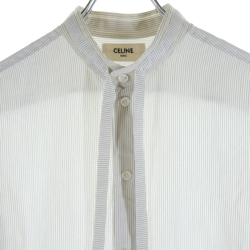 CELINE(セリーヌ) ストライプ シルク ボウタイ 長袖シャツ ブラウス ホワイト レディース 2C784109I