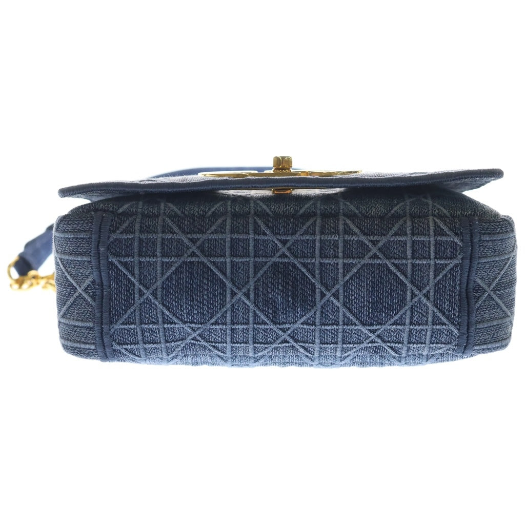 Christian Dior(クリスチャンディオール) カナージュ カロ デニム チェーンショルダーバッグ ゴールド金具 インディゴ レディース