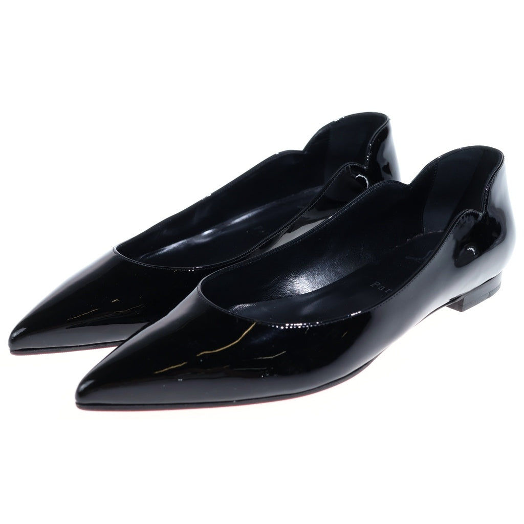 CHRISTIAN LOUBOUTIN(クリスチャンルブタン) HOT CHICKITA FLAT ホット チキータ フラット エナメル パテント ポインテッドトゥ フラットシューズ パンプス ブラック レディース