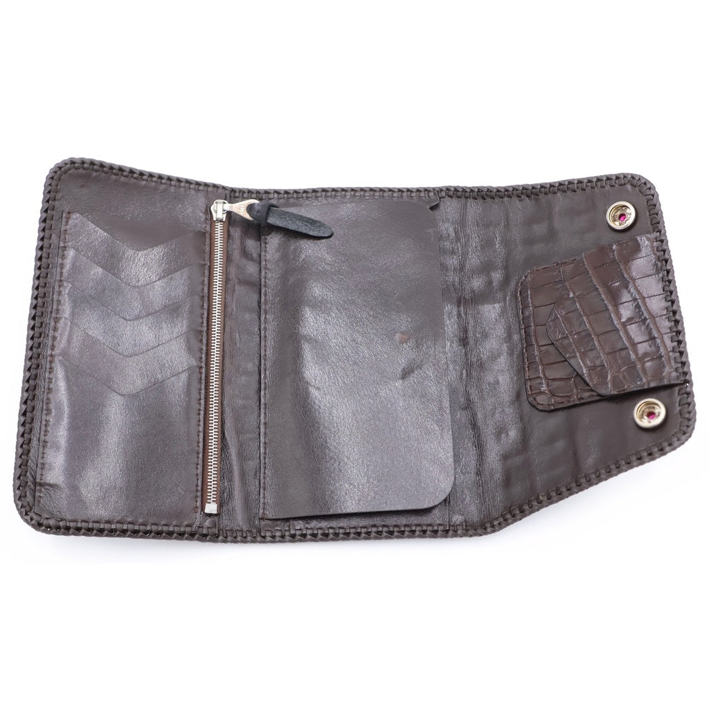 VAN AMBURG(ヴァンアンバーグレザーズ) Exotic Leather Biker Wallet エキゾチックレザー ロールドテールピース バイカーウォレット 財布 ブラウン