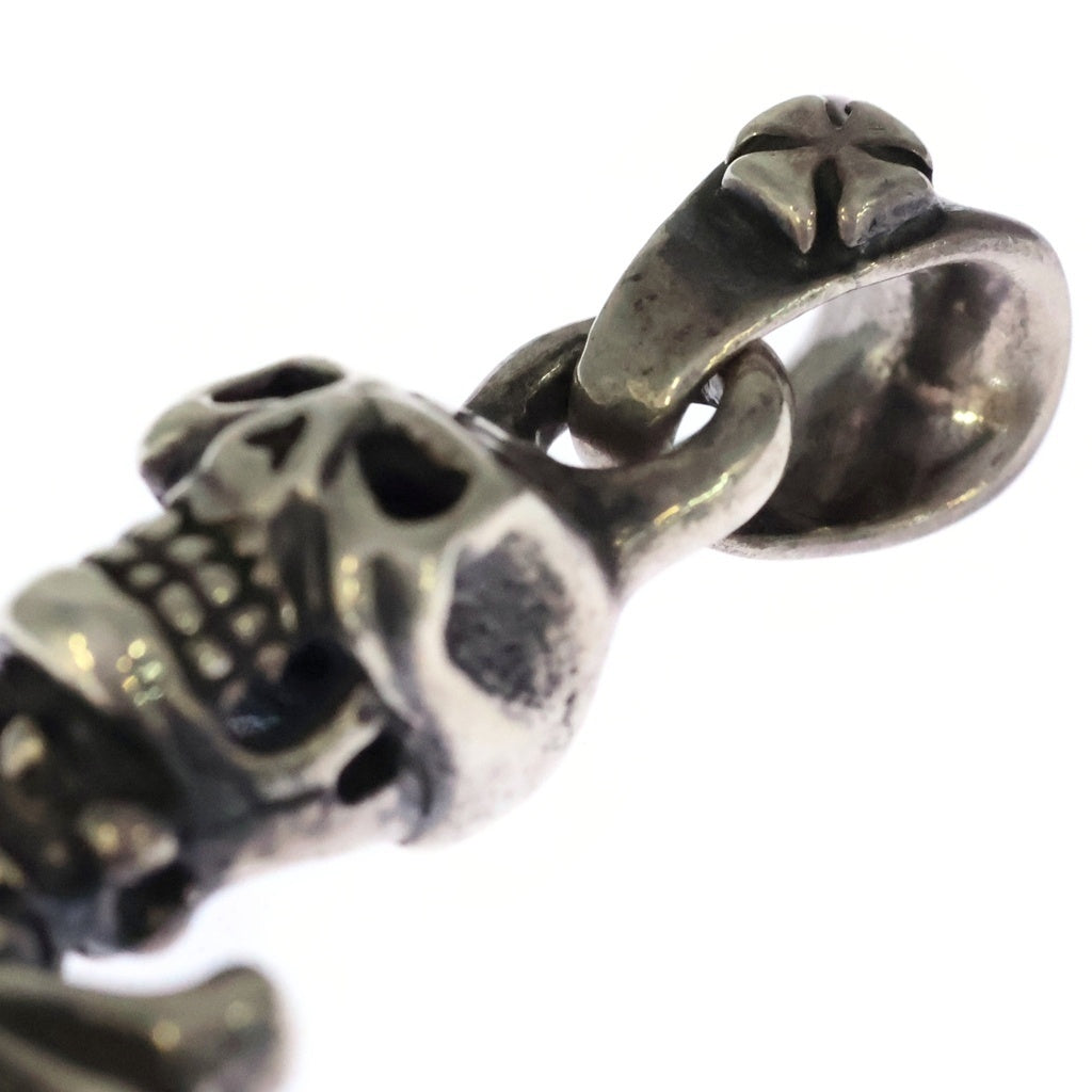 Travis Walker(トラヴィスワーカー) DOUBLE SKULL CROSS DAGGER ダブルスカル クロスダガー ペンダントトップ ネックレストップ シルバー