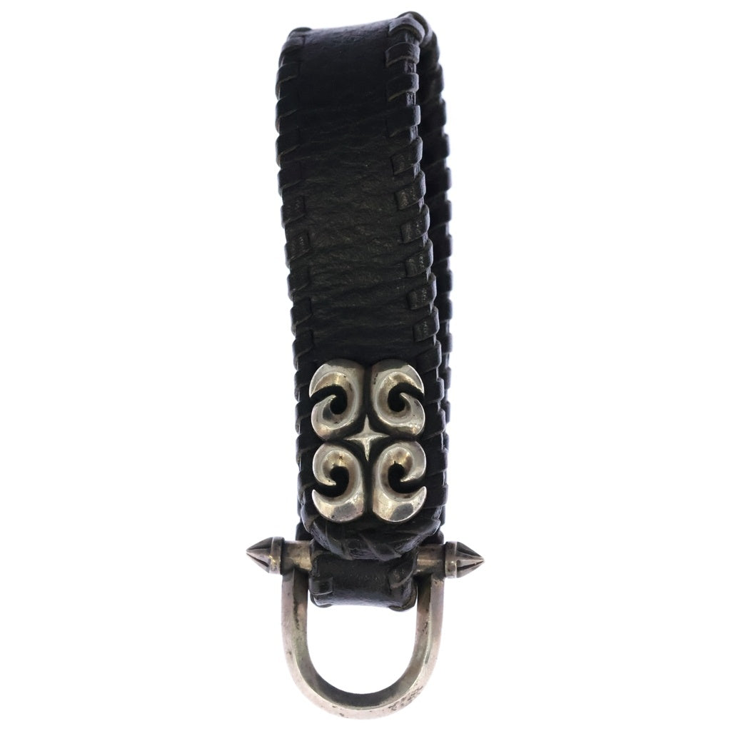 REID MFG リード エムエフジー KEY CHAIN BELT LOOP W/GOTHIC SURF レザー キーチェーン ベルトループ ゴシックサーフ ブラック/シルバー REID MFG(リード エムエフジー) KEY CHAIN BELT LOOP W/GOTHIC SURF