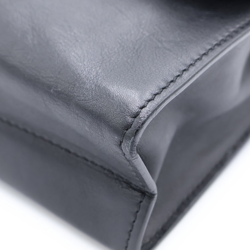 dunhill(ダンヒル) 隠しハンドル付き シルバー金具 レザー クラッチバッグ ブラック