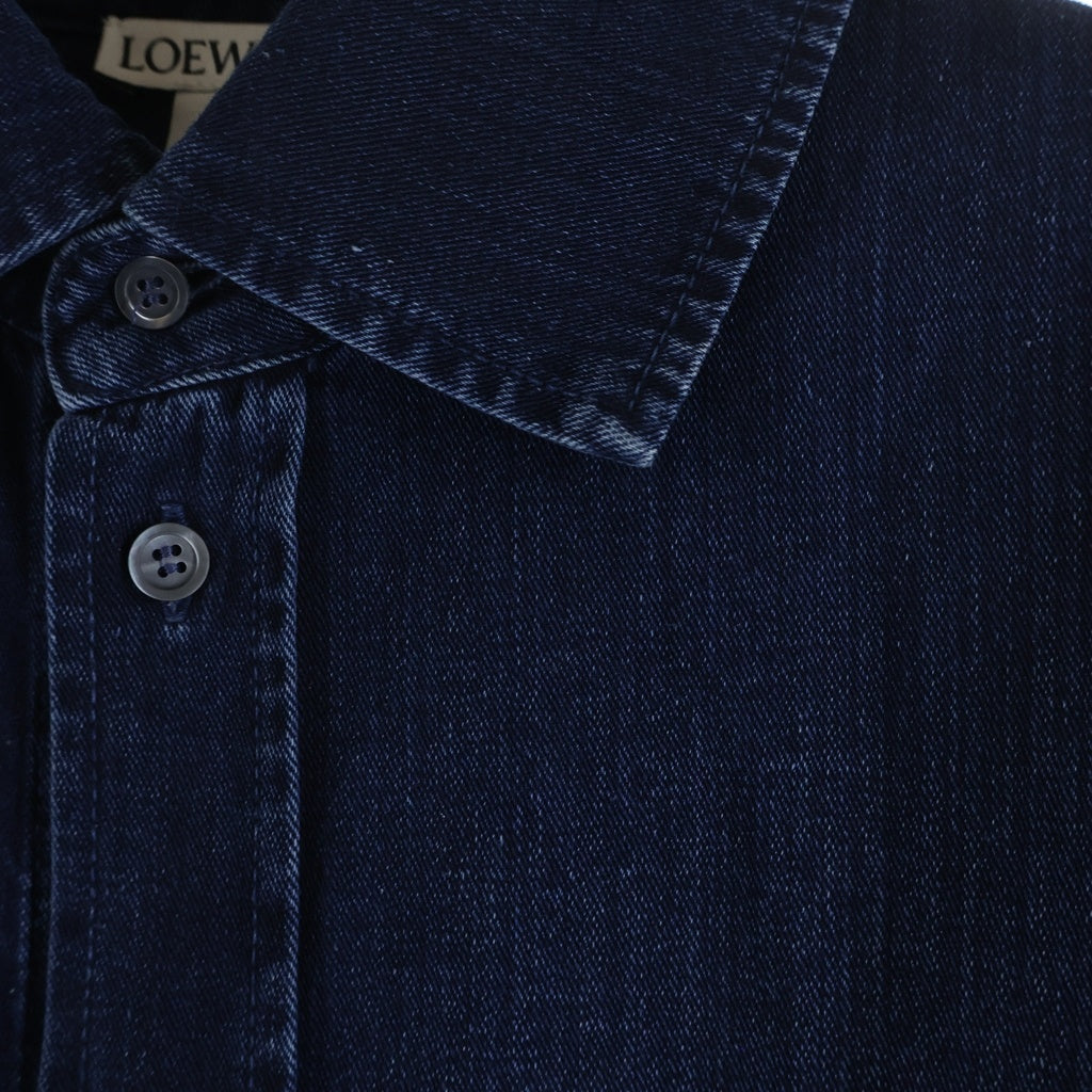 LOEWE(ロエベ) 24AW ANAGRAM OVERSHIRT アナグラム エンブロイダリー デザイン オーバーサイズ 長袖 シャツ インディゴ H526Y1DW07