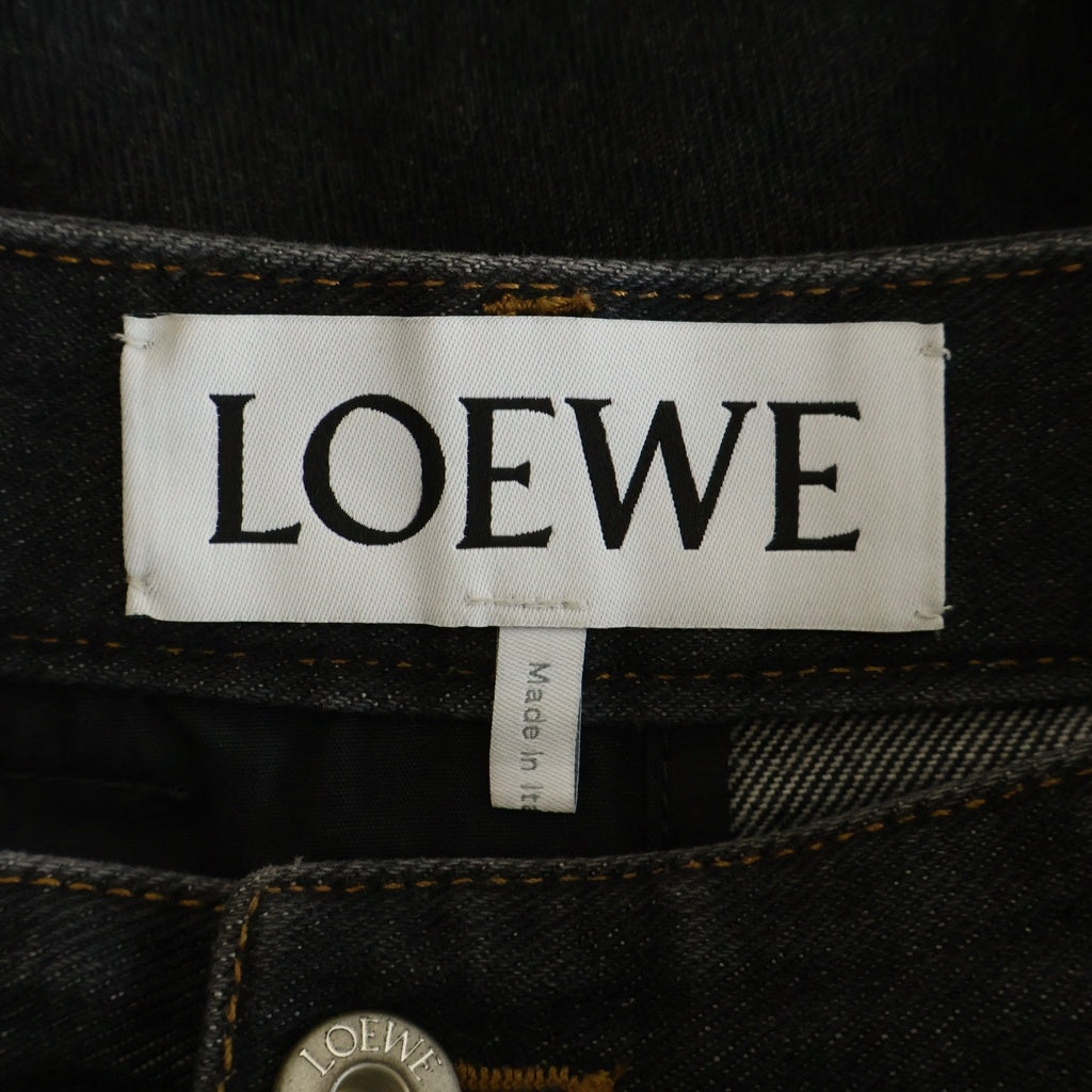 LOEWE(ロエベ) 23SS PUZZLE JEANSパズルジーンズ アシンメトリー ステッチデザイン デニム パンツ ブラック H526Y11X42