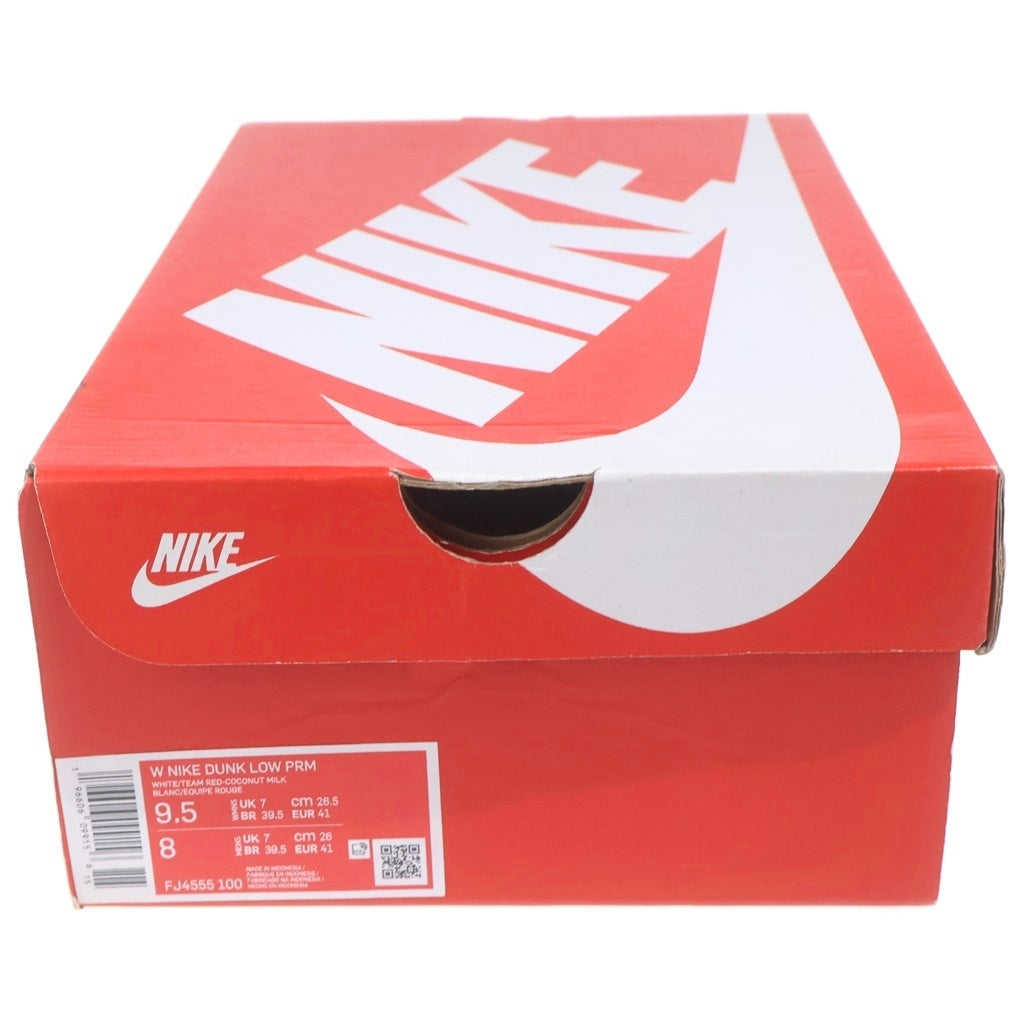 NIKE(ナイキ) WMNS DUNK LOW PRM FJ4555-100 ウィメンズ ダンク ローカットスニーカー ホワイト/レッド US9.5/26.5cm
