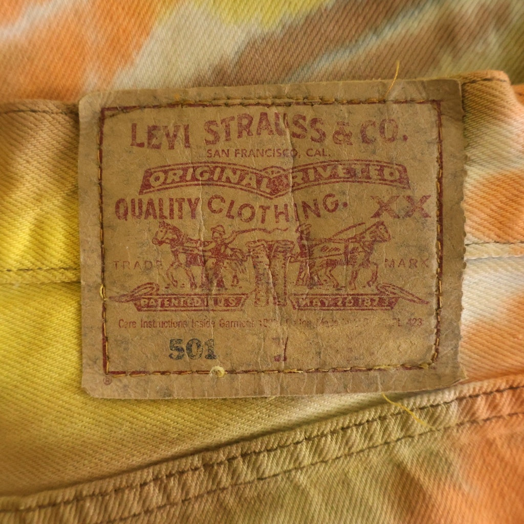 cvtvlist(カタリスト) ×Levi's 501 リーバイス ロゴプリント ブリーチ加工 ストレート デニムパンツ マルチ